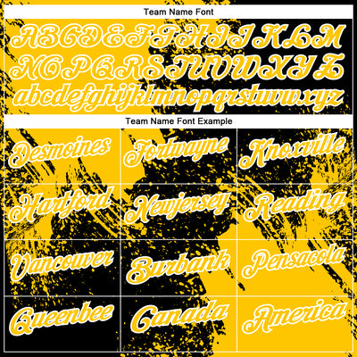 Custom Yellow Black-White 3D Pattern Design Abstract Brush Stroke Performance Polo Shirt