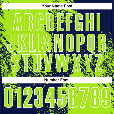 Custom Neon Green Navy-White 3D Pattern Design Abstract Brush Stroke Performance Polo Shirt