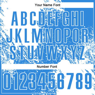 Custom White Powder Blue 3D Pattern Design Abstract Brush Stroke Performance Polo Shirt