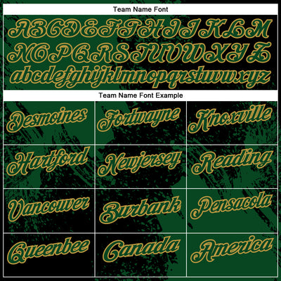 Custom Green Black-Old Gold 3D Pattern Design Abstract Brush Stroke Performance Polo Shirt