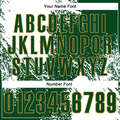 Custom White Green-Old Gold 3D Pattern Design Abstract Brush Stroke Performance Polo Shirt