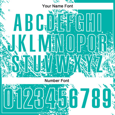 Custom White Aqua 3D Pattern Design Abstract Brush Stroke Performance Polo Shirt