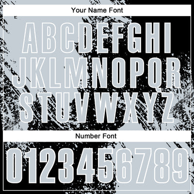 Custom Silver Black-White 3D Pattern Design Abstract Brush Stroke Performance Polo Shirt