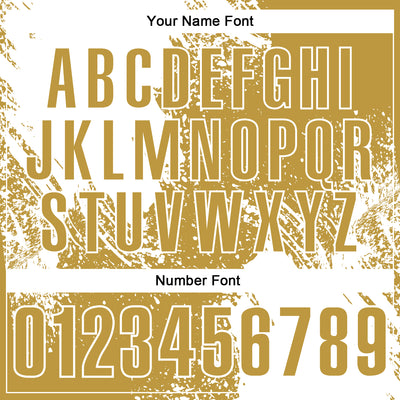 Custom White Old Gold 3D Pattern Design Abstract Brush Stroke Performance Polo Shirt