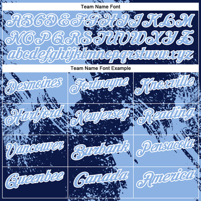 Custom Light Blue Navy-White 3D Pattern Design Abstract Brush Stroke Performance Polo Shirt