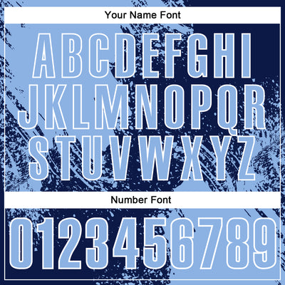 Custom Light Blue Navy-White 3D Pattern Design Abstract Brush Stroke Performance Polo Shirt