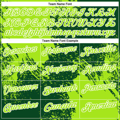 Custom Neon Green Green-White 3D Pattern Design Abstract Brush Stroke Performance Polo Shirt
