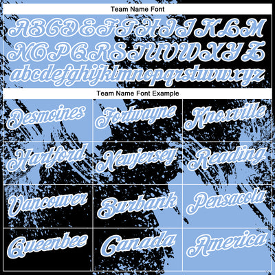 Custom Light Blue Black-White 3D Pattern Design Abstract Brush Stroke Performance Polo Shirt