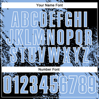 Custom Light Blue Black-White 3D Pattern Design Abstract Brush Stroke Performance Polo Shirt