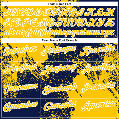 Custom Yellow Navy-White 3D Pattern Design Abstract Brush Stroke Performance Polo Shirt