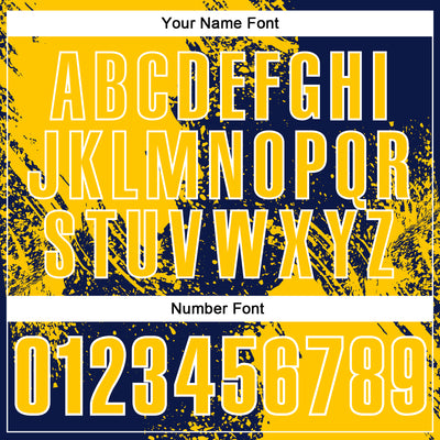 Custom Yellow Navy-White 3D Pattern Design Abstract Brush Stroke Performance Polo Shirt