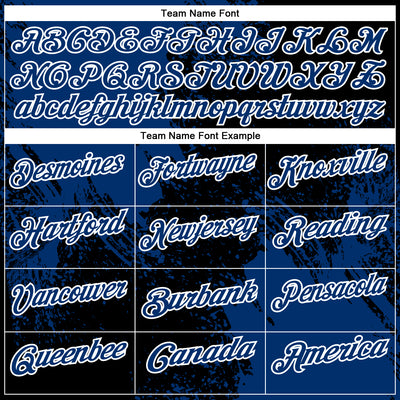 Custom US Navy Blue Black-White 3D Pattern Design Abstract Brush Stroke Performance Polo Shirt