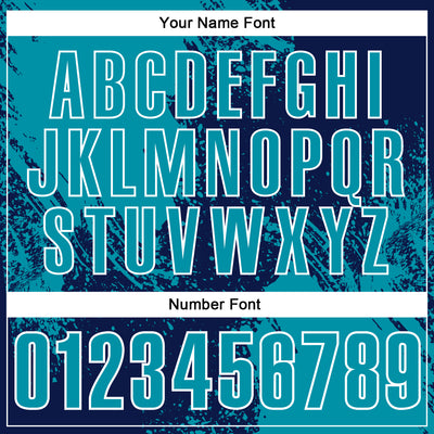 Custom Teal Navy-White 3D Pattern Design Abstract Brush Stroke Performance Polo Shirt