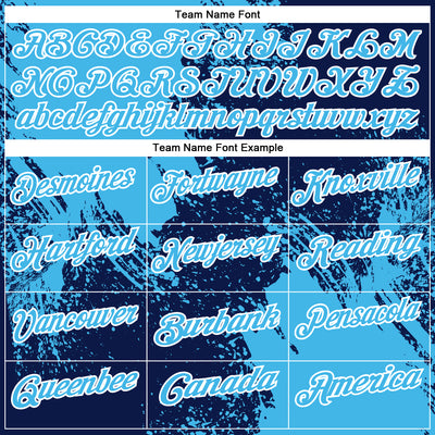 Custom Sky Blue Navy-White 3D Pattern Design Abstract Brush Stroke Performance Polo Shirt