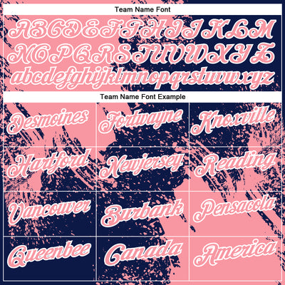 Custom Medium Pink Navy-White 3D Pattern Design Abstract Brush Stroke Performance Polo Shirt