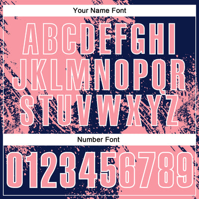 Custom Medium Pink Navy-White 3D Pattern Design Abstract Brush Stroke Performance Polo Shirt