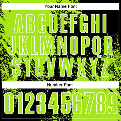 Custom Neon Green Black-White 3D Pattern Design Abstract Brush Stroke Performance Polo Shirt