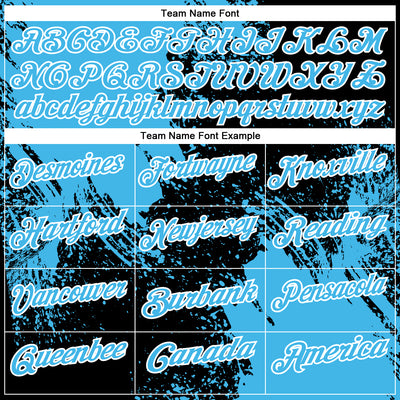 Custom Sky Blue Black-White 3D Pattern Design Abstract Brush Stroke Performance Polo Shirt