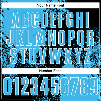 Custom Sky Blue Black-White 3D Pattern Design Abstract Brush Stroke Performance Polo Shirt