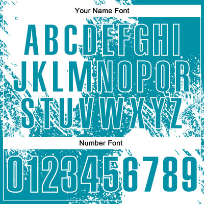 Custom White Teal 3D Pattern Design Abstract Brush Stroke Performance Polo Shirt