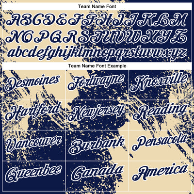 Custom Cream Navy-White 3D Pattern Design Abstract Brush Stroke Performance Polo Shirt