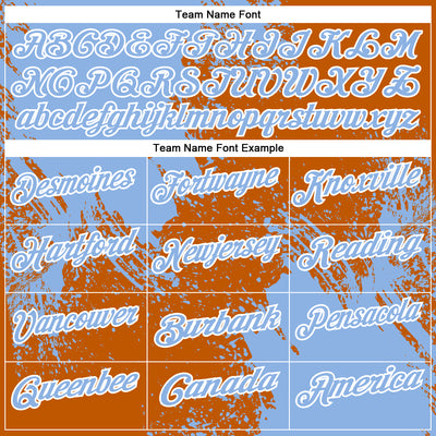 Custom Light Blue Texas Orange-White 3D Pattern Design Abstract Brush Stroke Performance Polo Shirt