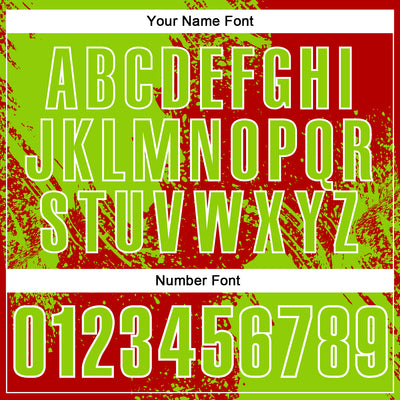 Custom Neon Green Red-White 3D Pattern Design Abstract Brush Stroke Performance Polo Shirt