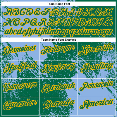 Custom Light Blue Kelly Green-Gold 3D Pattern Design Abstract Brush Stroke Performance Polo Shirt