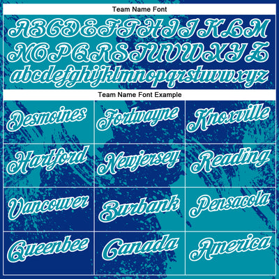 Custom Teal Royal-White 3D Pattern Design Abstract Brush Stroke Performance Polo Shirt