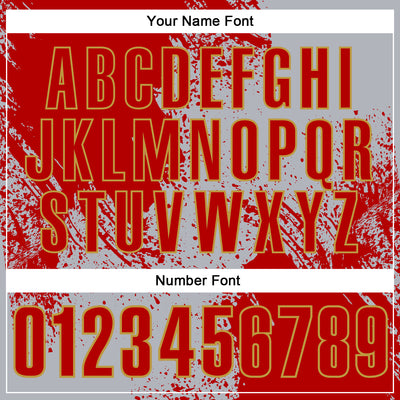 Custom Red Gray-Old Gold 3D Pattern Design Abstract Brush Stroke Performance Polo Shirt