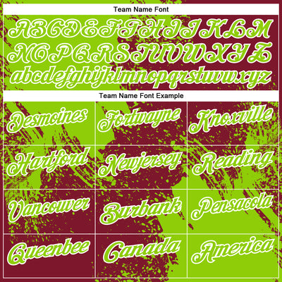 Custom Neon Green Crimson-White 3D Pattern Design Abstract Brush Stroke Performance Polo Shirt