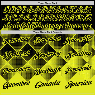 Custom Black Neon Yellow 3D Gradient Square Shape Performance Polo Shirt