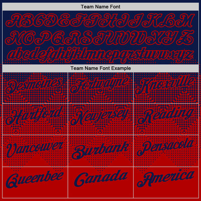 Custom Navy Red 3D Gradient Square Shape Performance Polo Shirt