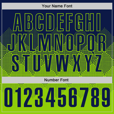 Custom Navy Neon Green 3D Gradient Square Shape Performance Polo Shirt