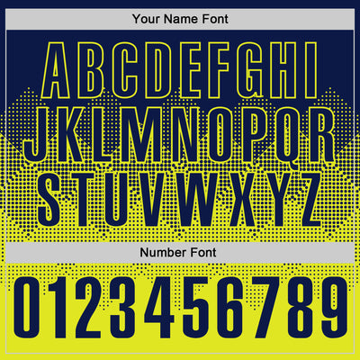 Custom Navy Neon Yellow 3D Gradient Square Shape Performance Polo Shirt