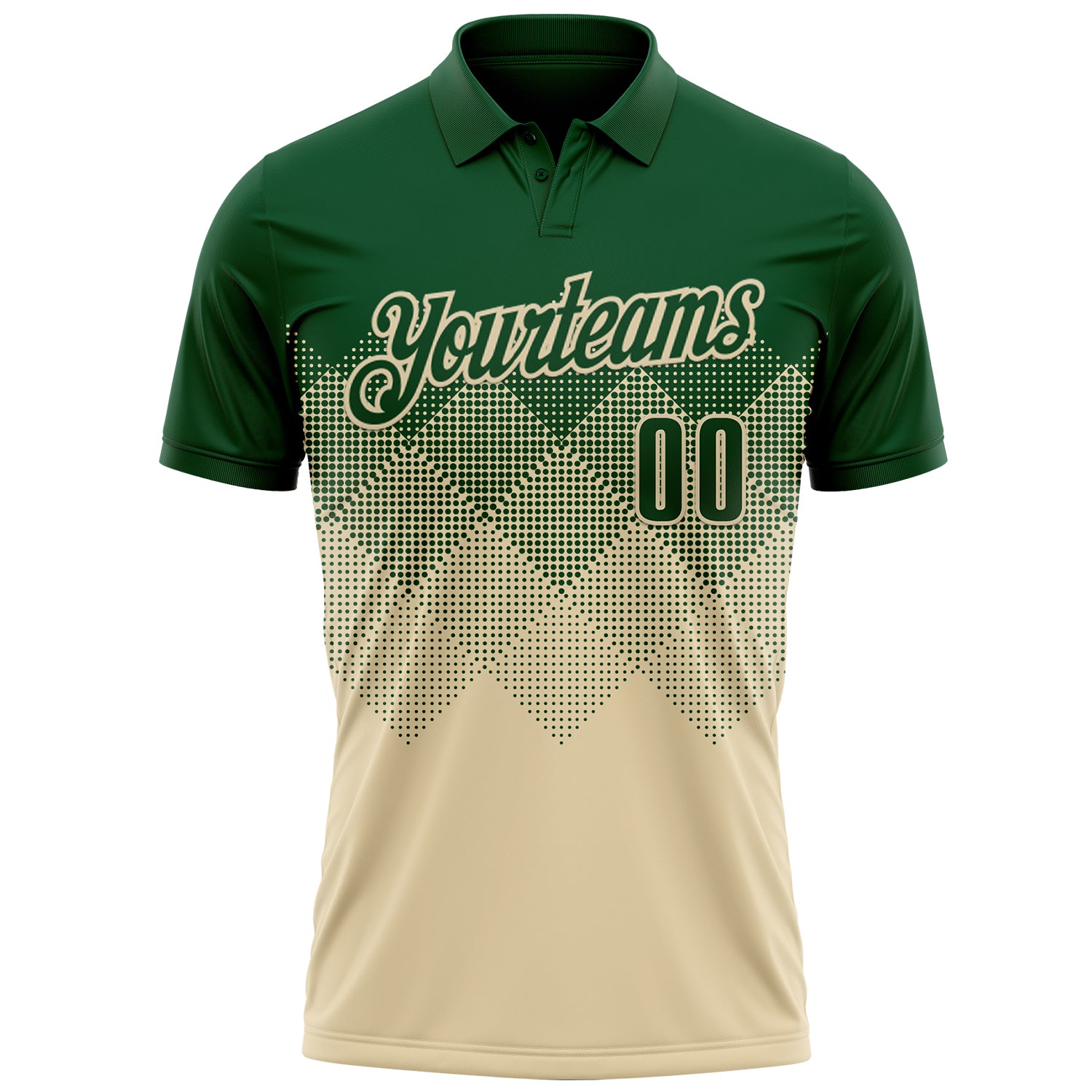 Custom Green Cream 3D Gradient Square Shape Performance Polo Shirt