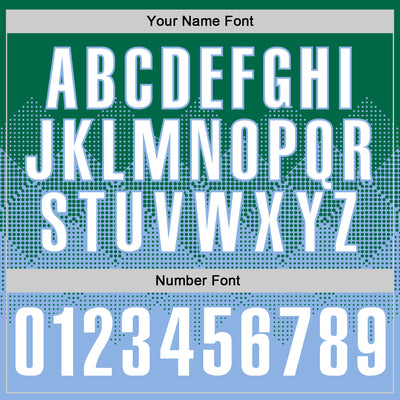 Custom Kelly Green White-Light Blue 3D Gradient Square Shape Performance Polo Shirt