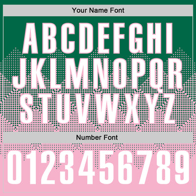 Custom Kelly Green White-Light Pink 3D Gradient Square Shape Performance Polo Shirt