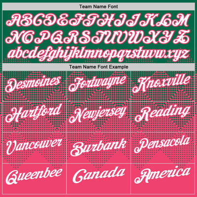 Custom Kelly Green White-Neon Pink 3D Gradient Square Shape Performance Polo Shirt