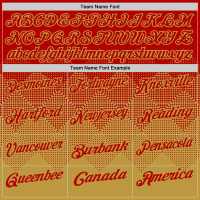 Custom Red Old Gold 3D Gradient Square Shape Performance Polo Shirt