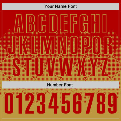 Custom Red Old Gold 3D Gradient Square Shape Performance Polo Shirt