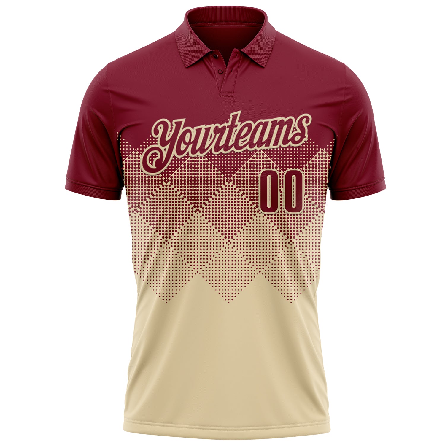 Custom Crimson Cream 3D Gradient Square Shape Performance Polo Shirt