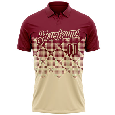 Custom Crimson Cream 3D Gradient Square Shape Performance Polo Shirt