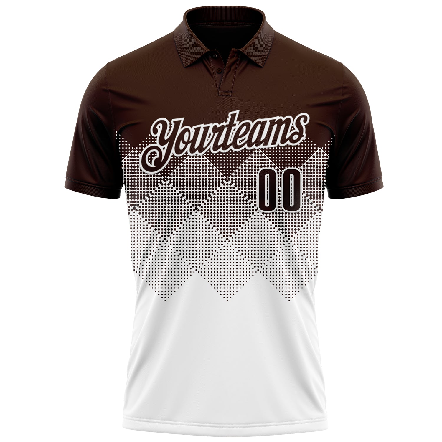 Custom Brown White 3D Gradient Square Shape Performance Polo Shirt