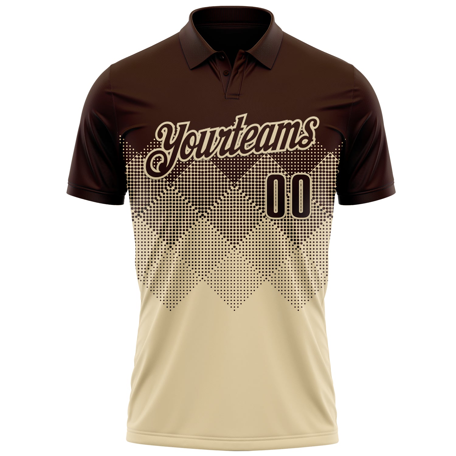 Custom Brown Cream 3D Gradient Square Shape Performance Polo Shirt
