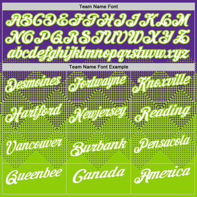 Custom Purple White-Neon Green 3D Gradient Square Shape Performance Polo Shirt