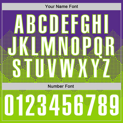 Custom Purple White-Neon Green 3D Gradient Square Shape Performance Polo Shirt