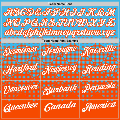 Custom Sky Blue White-Orange 3D Gradient Square Shape Performance Polo Shirt