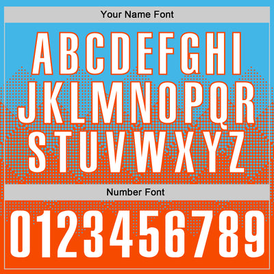 Custom Sky Blue White-Orange 3D Gradient Square Shape Performance Polo Shirt