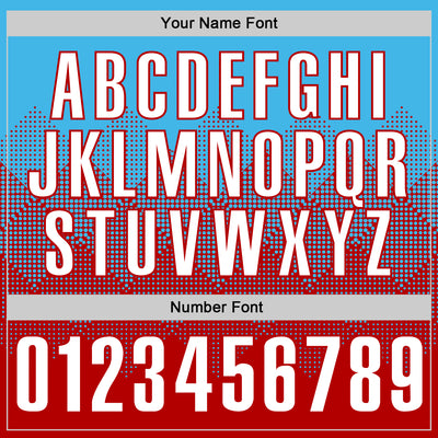 Custom Sky Blue White-Red 3D Gradient Square Shape Performance Polo Shirt